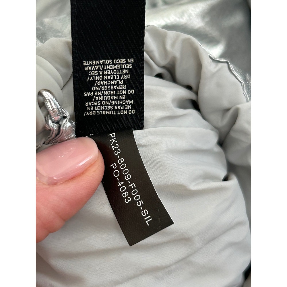 KHY Kylie Jenner Standard Puffer Jacket XXS Silver Metallic Oversized Hooded - Picture 14 of 14